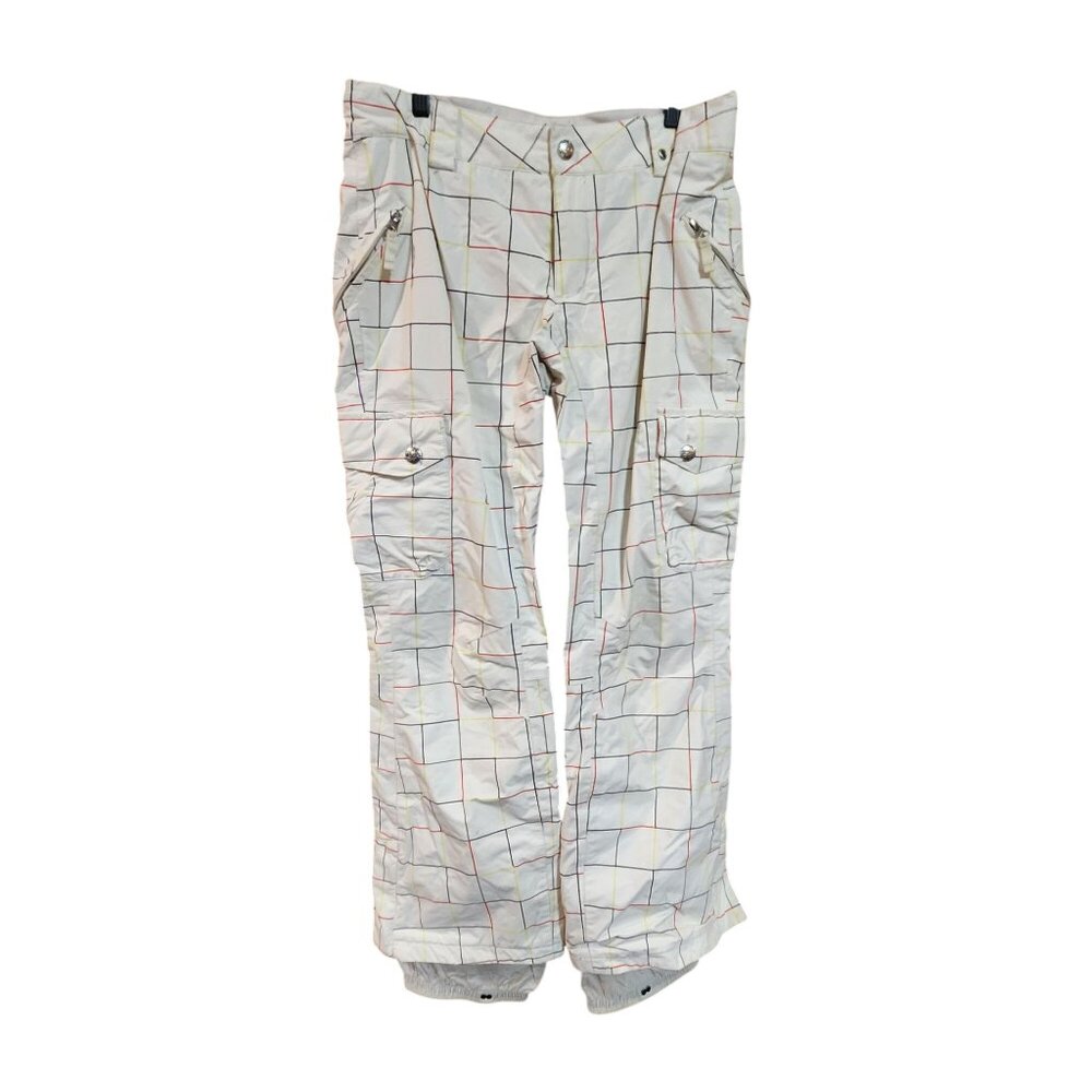 Burton Womens White Multicolor Grid Snowboard Pants M